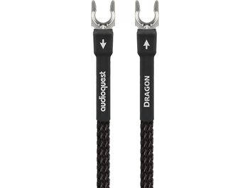 Audioquest Dragon GroundGoody phono-kabel 3m, sort flettet kappe, sølvbelagte metalstik, hvide retningspile