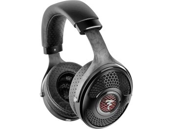 Casque hifi ouvert Focal Utopia 2022 en finition bois, vu de profil gauche, montrant l'arceau, l'oreillette et le haut-parleur