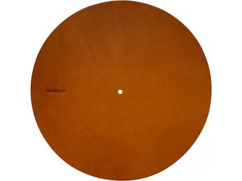 Couvre-plateau pour platine vinyle Bringhs Whisky, disque circulaire plat en vue de dessus, surface lisse, trou central, logo visible