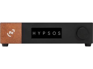 Ferrum Audio Hypsos HI-FI toiteallikas, puidust ja mustast metallist korpus, ekraan, pöördnupp