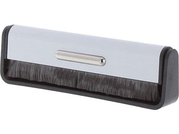 Enova HIFI BVA 5 vinylbørste, rektangulært lyst gråt kabinet med krombelagt indsats, tætte sorte børstehår på undersiden