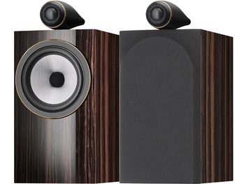 Enceinte bibliothèque Bowers & Wilkins 705 S3 Signature datuk gloss, finition bois foncé, tweeter noir, vue de face et de côté