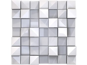 Diffuseur acoustique mural Artnovion ALPS W blanc composé de 49 cubes en relief formant une mosaïque géométrique carrée