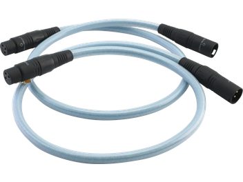 par Oehlbach Series 2 XLR analogt lydkabelsæt, lyseblå flettet nylonkappe, sorte XLR han- og hunstik i metal med guldbelagte kontakter, let perspektivisk oversigtsbillede