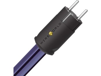 Câble d'alimentation secteur Aurora 10 Power 2m, connecteur noir cylindrique avec logo doré, broches métalliques, gaine violette