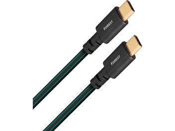 Two 0.75m Forest black carbon fiber USB-C cables with gold-plated connectors and green stripes