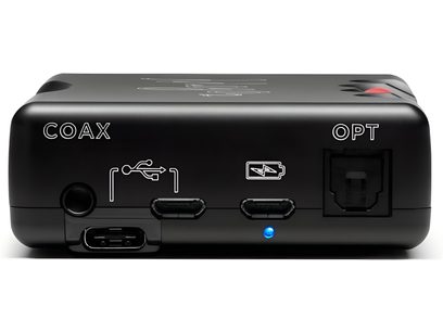 Φορητός μετατροπέας ήχου Chord Electronics Mojo 2, μπροστινή όψη, με θύρες USB-C, ομοαξονική, οπτική και υποδοχή ακουστικών