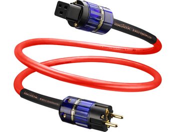 Câble d'alimentation secteur IsoTek EVO3 Optimum noir et rouge, connecteurs plaqués or, longueur 2 mètres