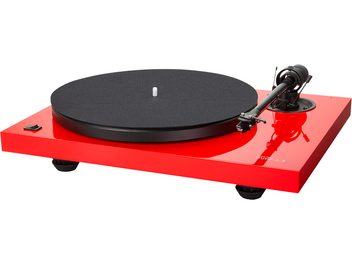 Giradischi hi-fi Music Hall MMF 2.3 LE rosso, piatto nero opaco, braccio di lettura nero, base rettangolare rosso vivace