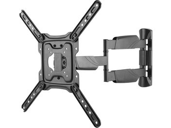 Supporto TV a muro orientabile nero opaco Norstone Mount FULL MOTION 180, bracci estesi, vista frontale