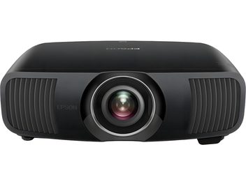 Epson EH-LS12000B sort videoprojektor, afrundet rektangulær form, centralt objektiv, ventilationsriste, kompakt