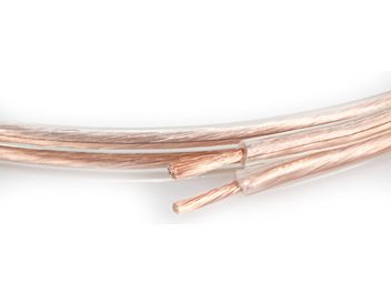 Câble SPVIM150 transparent Real Cable, plusieurs brins de cuivre nu torsadés, gaine transparente, vue rapprochée