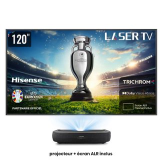 Hisense Laser TV 120 pouces, projecteur et écran ALR inclus, UEFA Euro 2024, Dolby Vision Atmos, Trichrom