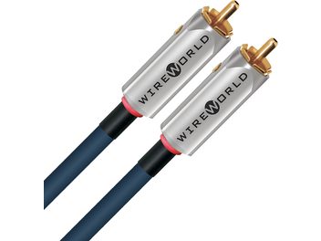Analoogheli kaabel RCA Wireworld Luna 10 RCA 1m hõbedaste silindriliste pistikutega, kuldsete otstega ja sinise kattega