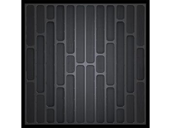 Diffuseur acoustique Artnovion Logan W noir, vue de face, motif géométrique vertical de rectangles allongés en creux