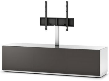 Meuble TV Sonorous Studio STA161T-WHT-OLV, blanc et gris foncé, avec support mural pour écran plat et étagère en verre
