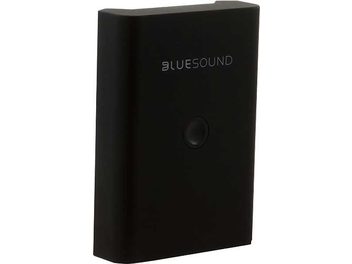 Scheda di espansione per elettronica hi-fi BlueSound BP100-B nera, vista frontale, in posizione verticale