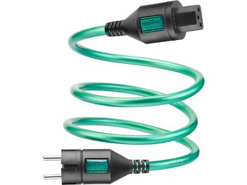 Câble d'alimentation secteur EVO3 Initium 3m, vert, 2 connecteurs noirs, vue en spirale, fond blanc