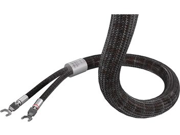 Câble enceinte ou haut-parleur LS-2405 AIR 2x3,5m, gaine tressée noire, connecteurs fourches métalliques, manchon cylindrique argenté