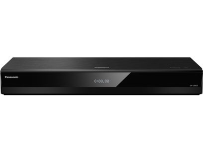 Lecteur Blu-ray 4K Panasonic DP-UB820 noir, vue de face, affichage digital "0:00.00" sur écran intégré