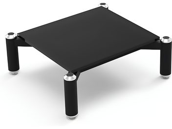 Scaffale rettangolare nero su 4 piedini cilindrici argentati, visto dall'alto in prospettiva, Norstone Design Spider I nero