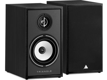Diffusori acustici da pavimento Triangle Borea BR02 neri, vista frontale, tweeter e altoparlante midrange circolare neri