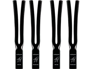 Accessoire pour câble Audioquest Chaussette Rocket 11 lot de 4 noir en forme de fourche avec inscriptions "AMP END" et "SPEAKER END"