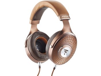 Focal Stellia closed, circumaural headphones, copper and brown finish, leather ear pads, perforated grille, silver logo