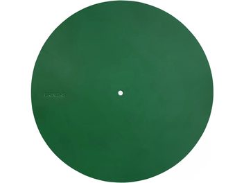 Turntable mat for vinyl record player Bringhs Cactus turntable mat, green circular finish, central hole, engraved Bringhs logo