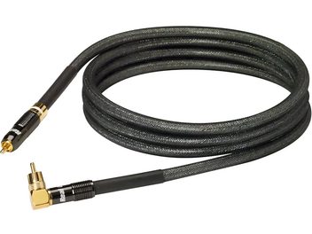Kabel til subwoofer SUB1801 2m, sort, forgyldte RCA-stik, et lige og et vinklet, flettet kappe, set oprullet