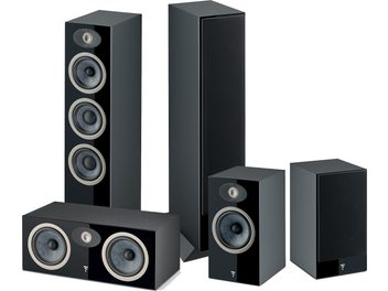 Σετ ηχείων πύργων και ραφιών Focal Theva Νο. 2 μαύρο, 2 πύργοι και 3 ράφια, εμφανείς μεγάφωνα, ματ μαύρη απόχρωση