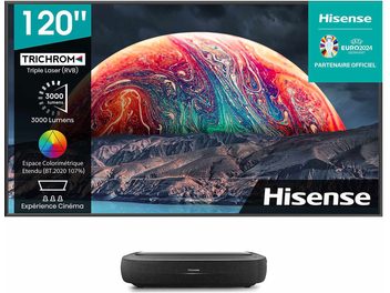 Vidéoprojecteur Hisense 120L9HA avec écran 120 pouces, technologie triple laser RVB, luminosité 3000 lumens, espace BT.2020 107 %