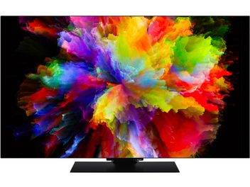 Panasonic TV-55Z80A High-Definition Television, flat screen, front view, burst of vibrant colors, black stand