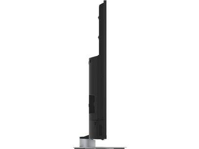 TV-50W93AE6 Panasonic, vista lateral, pantalla plana, marco negro, soporte rectangular, base plateada, diseño delgado