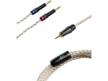 Flätade 2,5 mm ljudkablar med guldpläterade kontakter i olika färger från märket Meze Audio