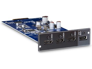 Scheda di espansione NAD MDC DD HDMI-2 con 3 porte HDMI, circuito stampato blu e componenti elettronici argentati