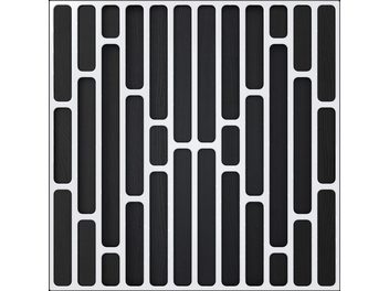 Diffuseur acoustique Artnovion Logan W blanc, motif géométrique rectangulaire vertical répétitif noir sur fond blanc