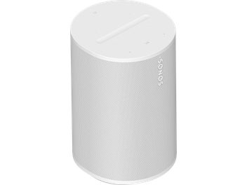 Sonos Era 100 valge silindrikujuline kõlar, perforeeritud võrk, puutetundlikud nupud peal, laiem alus