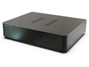 Conditionneur secteur IsoTek V5 ELEKTRA noir, boîtier rectangulaire, surface supérieure avec 2 grilles d’aération, angle de vue en perspective