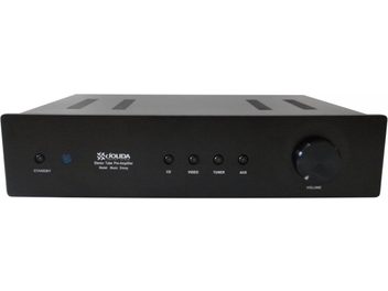 Jolida Music Envoy stereo preamplifier, black front panel with knobs and jacks, slightly angled front view