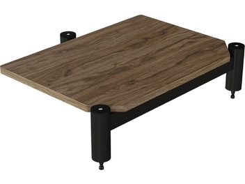 Ripiano aggiuntivo De Conti APICEM 138mm in legno scuro, vista dall'alto, rettangolare, 4 piedini cilindrici neri agli angoli