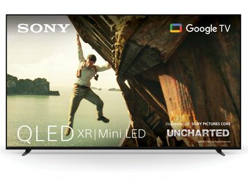 Téléviseur haute définition Sony BRAVIA 7 65XR70 noir, cadre mince en métal, écran plat quasi sans bordures, pieds écartés aux extrémités, vue de face