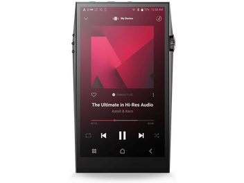 Baladeur audiophile Astell&Kern SP3000 noir, écran affichant lecteur audio, boutons de contrôle, vue de face
