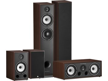 Pack d'enceintes colonnes Triangle Borea BR07 + BRC1 + BR03 noyer, 5 enceintes, 2 grandes, 1 centrale, 2 petites, bois foncé