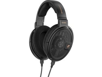 Åbent hi-fi hovedsæt Sennheiser HD 660S2, sort, set fra venstre profil, runde ørepuder, polstret hovedbøjle, aftagelig kabel
