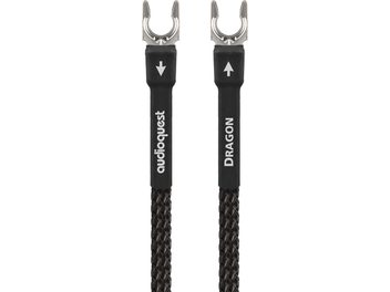Dragon GroundGoody phono-kabel 1,5m med sort flettet kappe, sølvfarvede metalstik i gaffelform, hvide pile