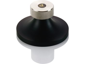 ClearAudio Twister Record Clamp must, pealtvaade ja külgvaade, silindriline, lai alus, kitsam ülemine osa