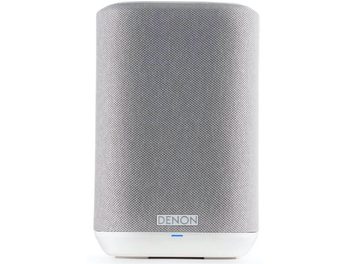 Denon Home 150 valge juhtmevaba ühendatud kõlar, silindriline, kompaktne, helehalliga võre, puutetundlikud nupud