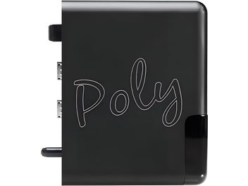 Chord Electronics Poly δικτυακός ηχητικός player, ματ μαύρη ορθογώνια συσκευή, λευκή καλλιγραφική επιγραφή "Poly"