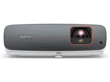 Benq TK860i kompaktne 4K HDR videoprojektori tumehall korpus oranži ribaga, eestvaade
